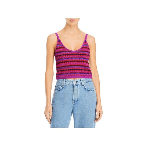 RAG & BONE Womens Purple Stretch Spaghetti Strap V Neck Cami Sweater XS